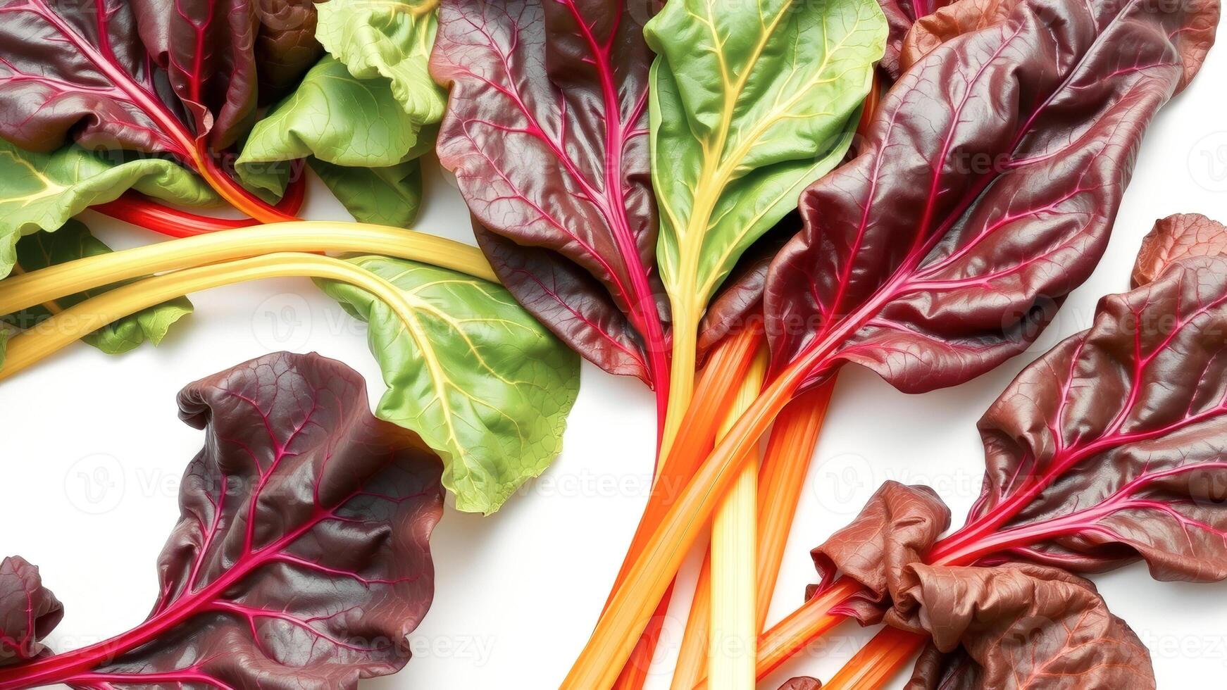 Fresh Red Swiss Chard Leaves and Stalks photo