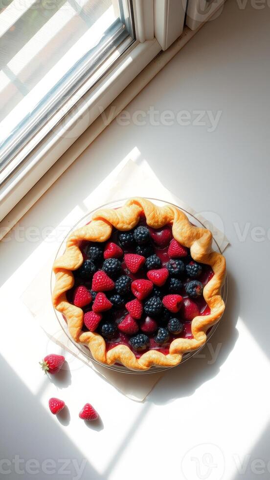 Fresh Berry Pie with a Golden Crust photo