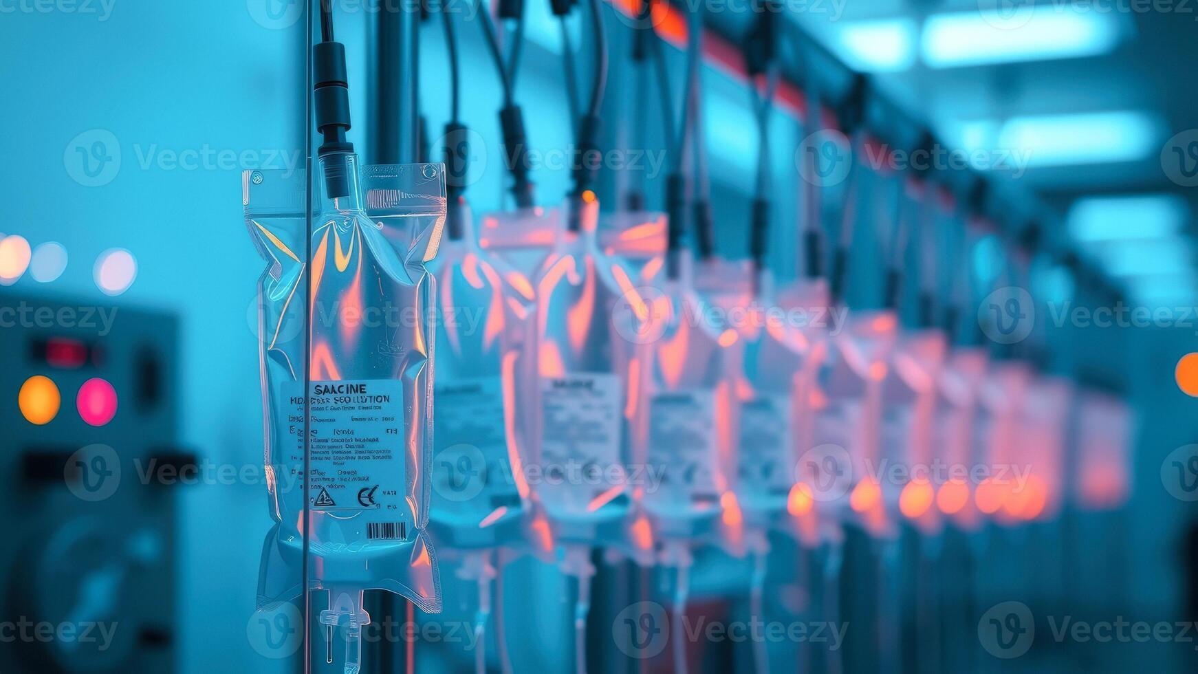 Saline Solution IV Bags in Medical Facility photo