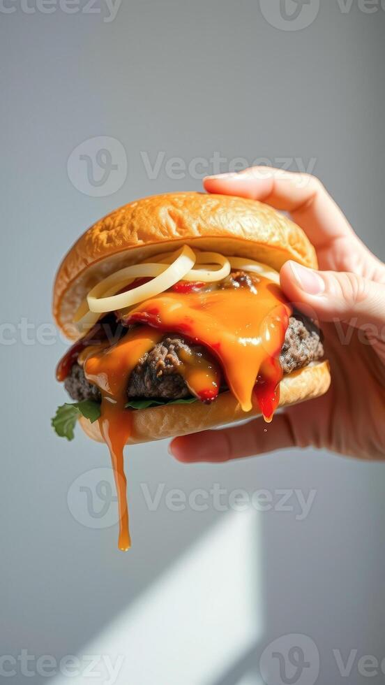 Dripping Sauce Hamburger photo