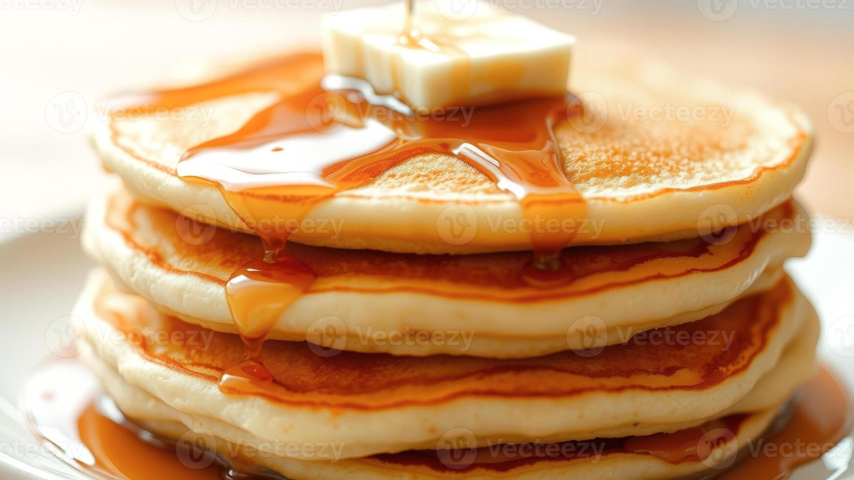 Stack of Pancakes with Syrup and Butter photo
