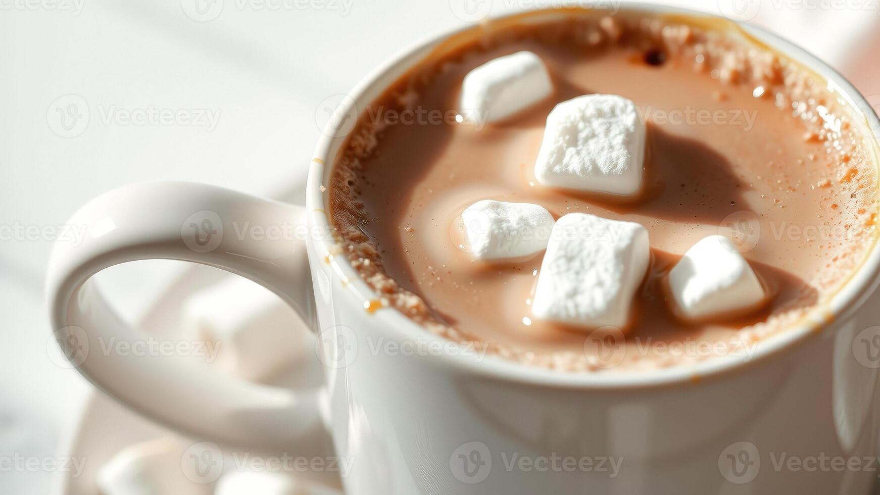 Close-up of a Cup of Hot Chocolate with Marshmallows photo