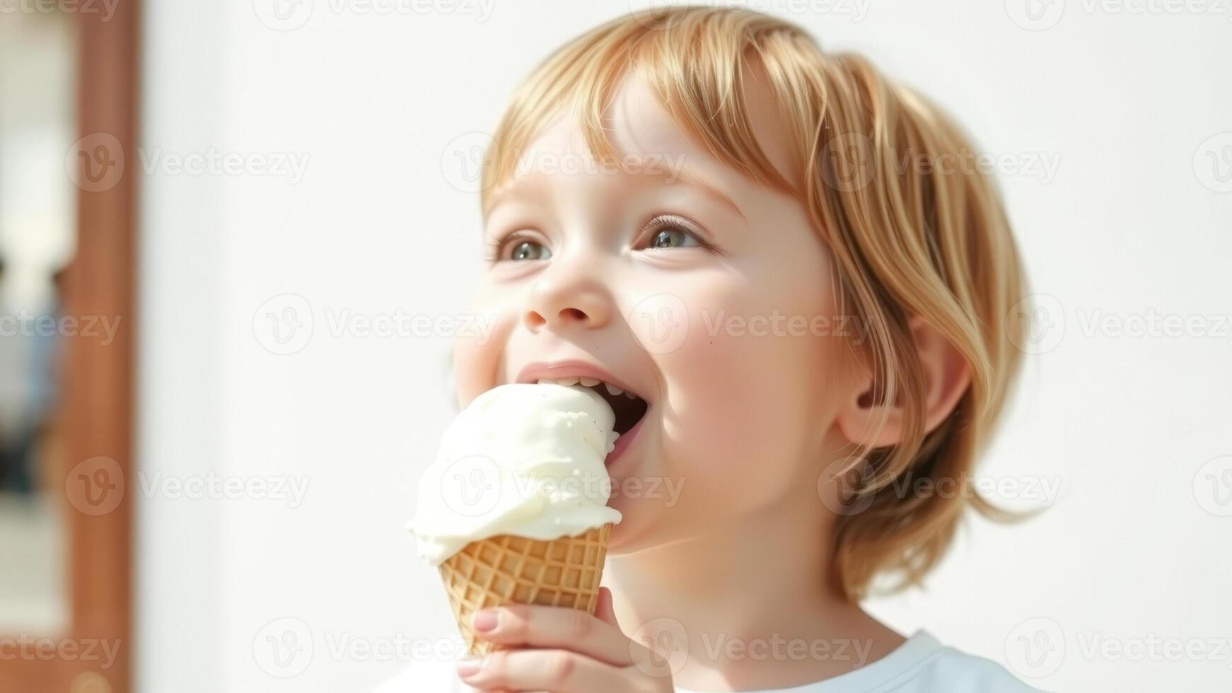 Little Girl Enjoying Ice Cream on a Sunny Day photo