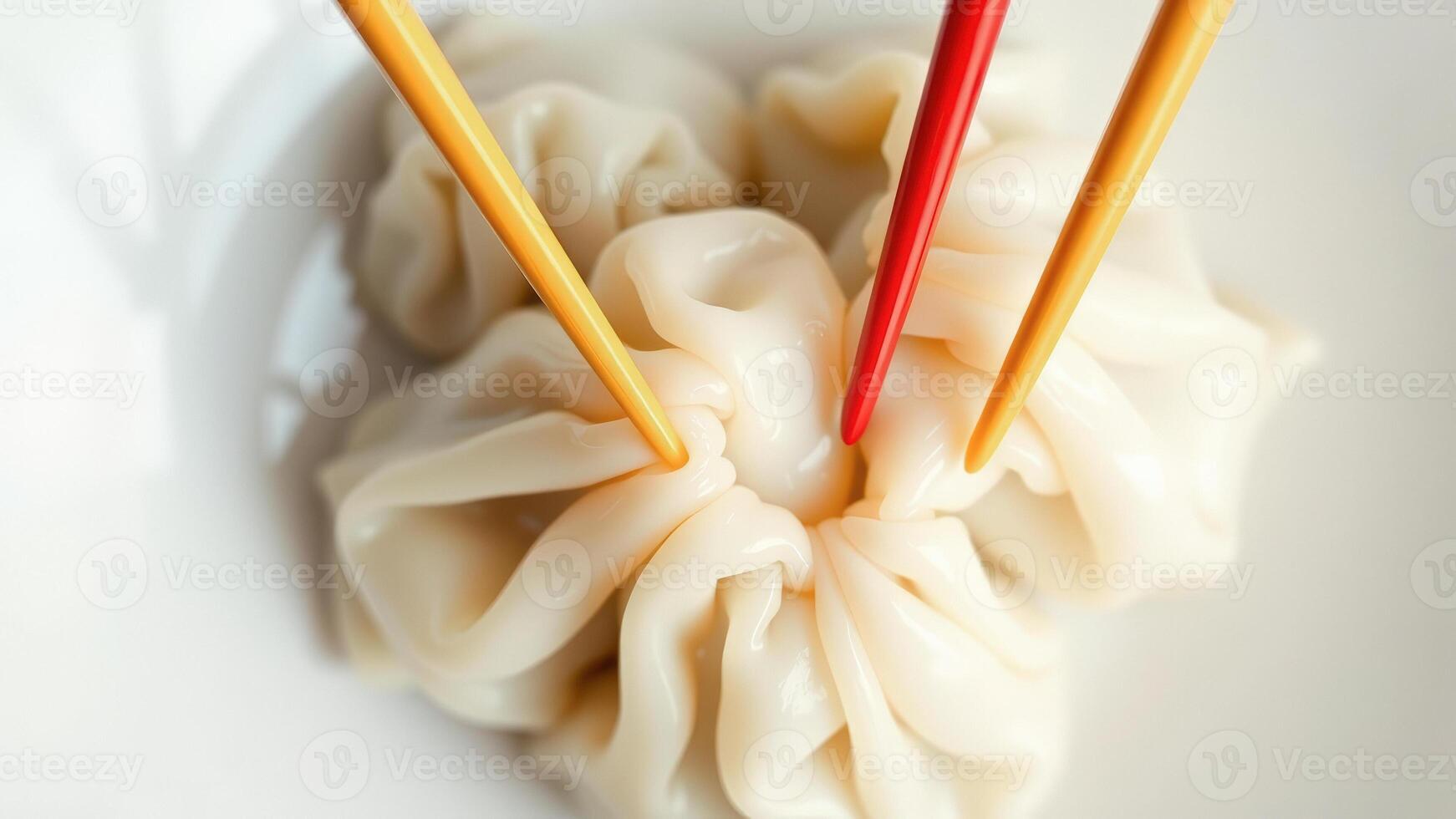 Close-up of Dumplings with Chopsticks photo