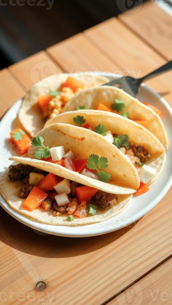 Delicious Tacos on a White Plate photo