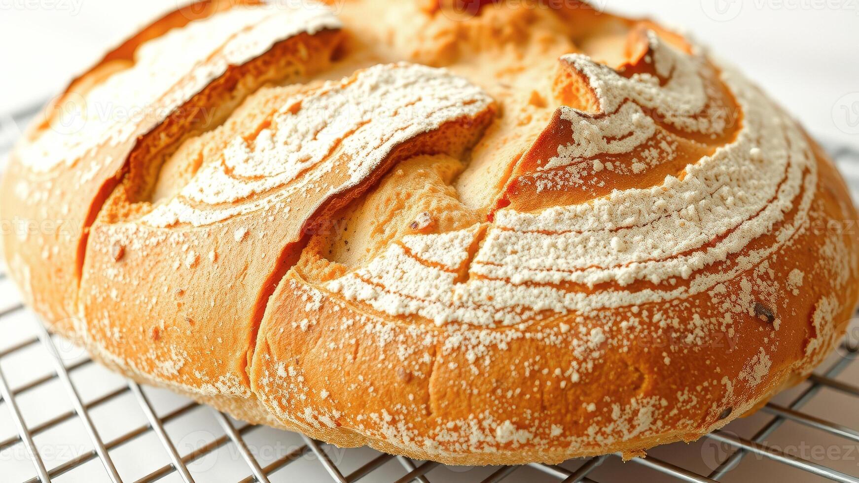 Close-up of Freshly Baked Bread on a Cooling Rack photo