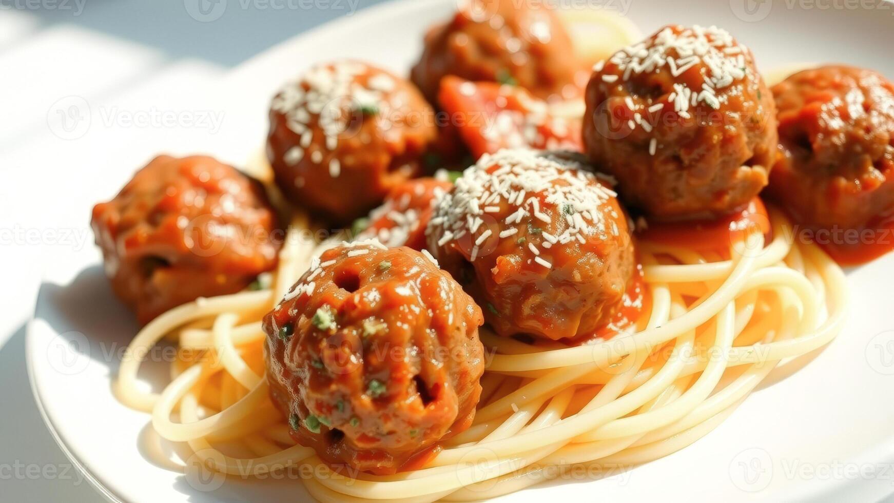 Meatballs and Spaghetti with Tomato Sauce photo