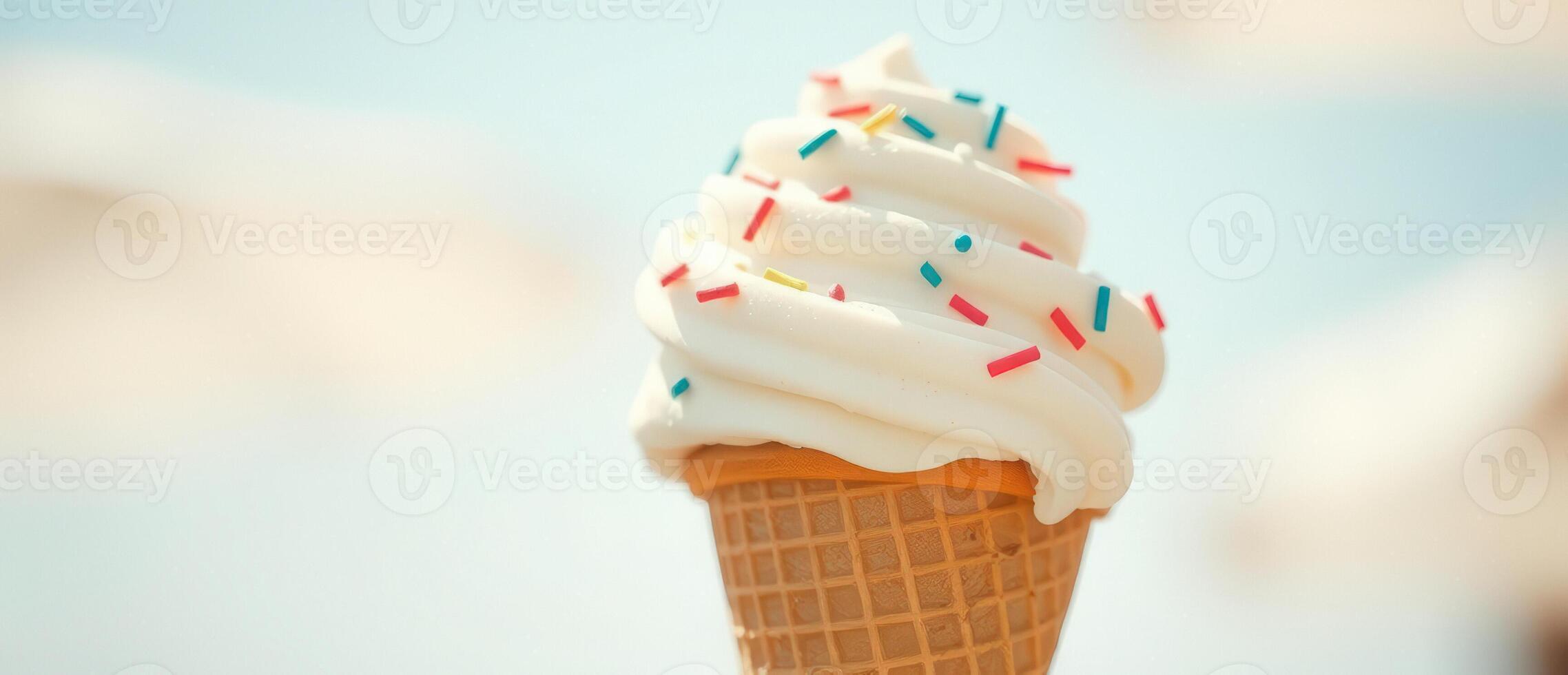 Ice Cream Cone with Sprinkles in Summer photo