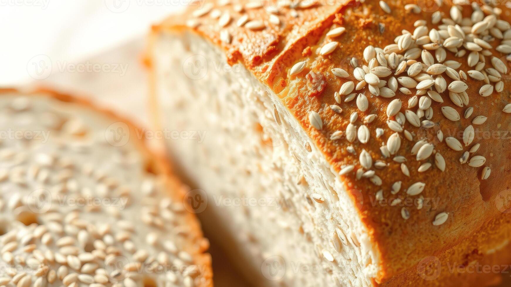 Close-up of sliced bread with sesame seeds photo