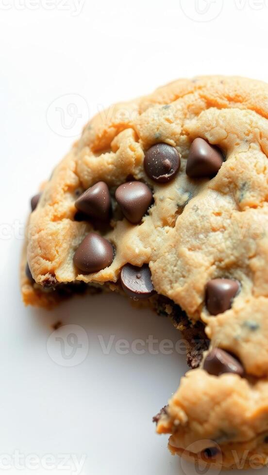 Closeup of a Chocolate Chip Cookie with a Bite Taken Out photo