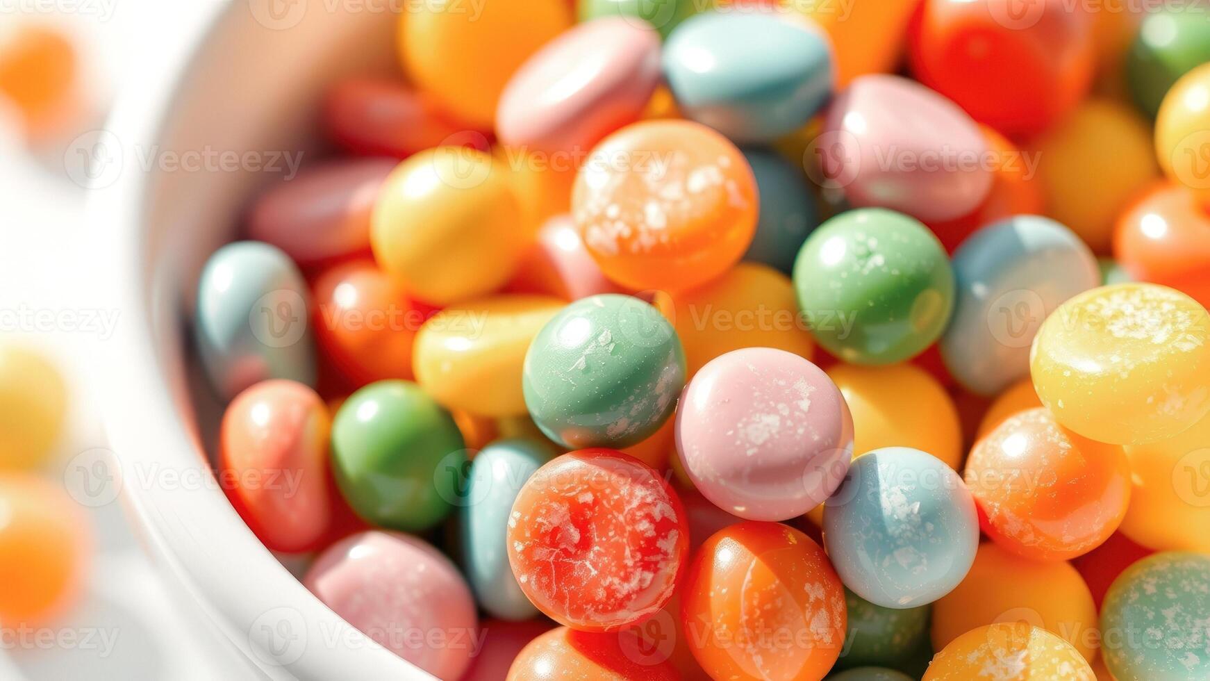Colorful Candy Close-Up in White Bowl photo