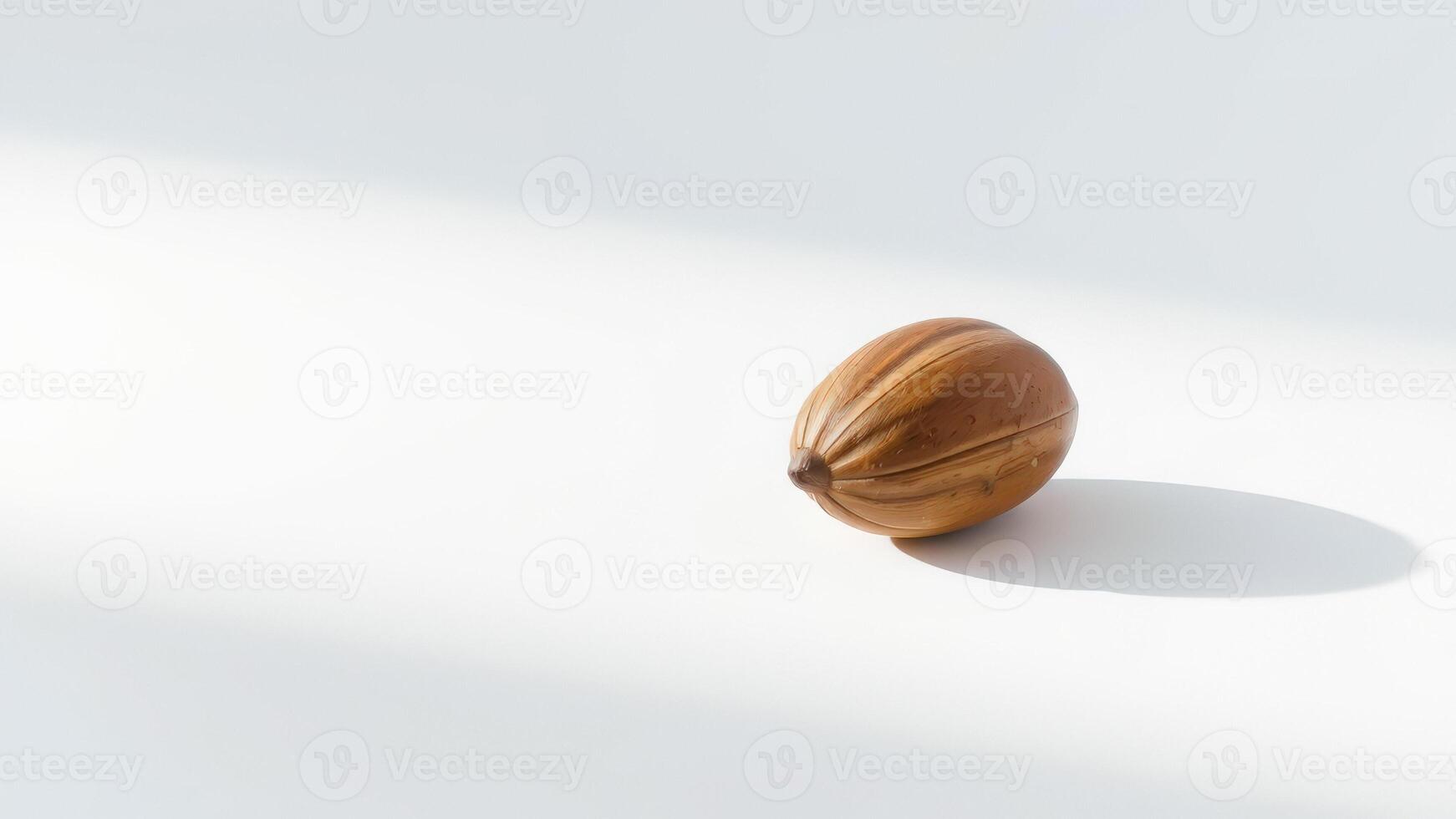 Single Brown Nut on White Background photo