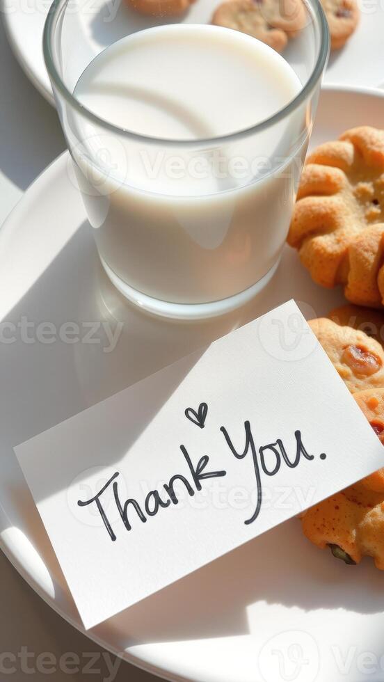 Milk and Cookies with a Thank You Note photo