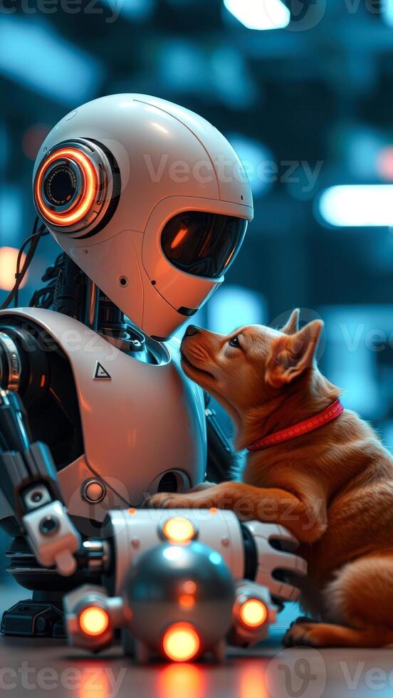 Robot and Dog Friendship photo