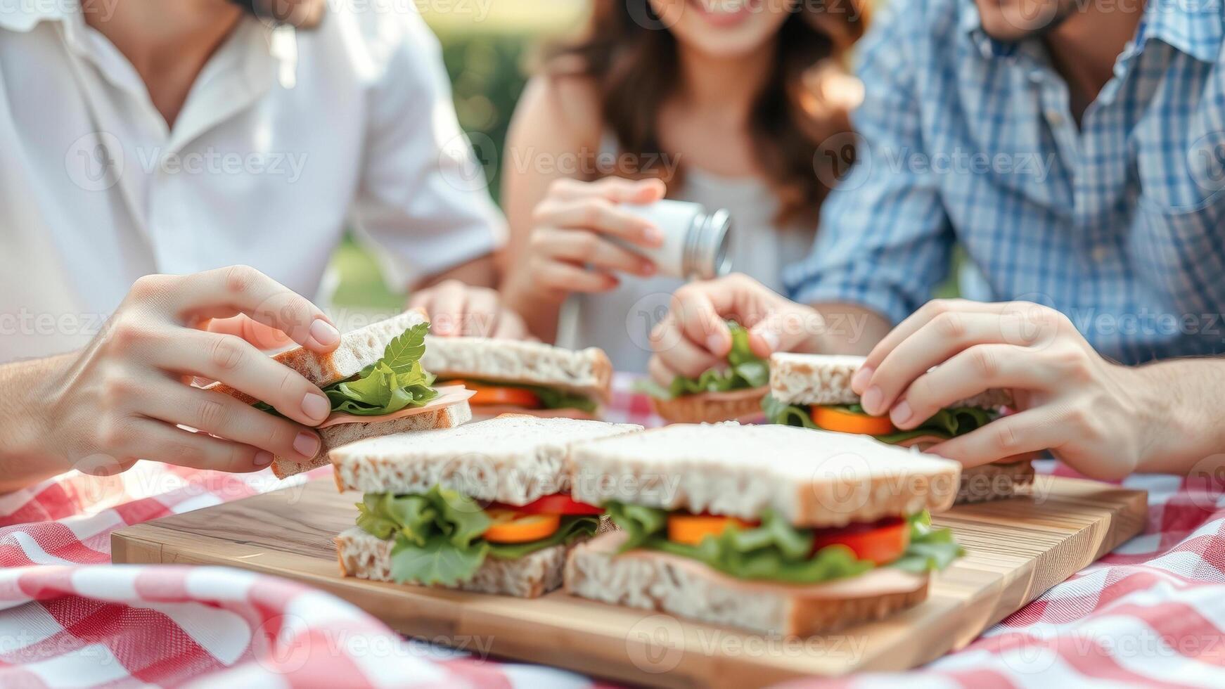 Delicious Sandwiches on a Picnic Blanket photo