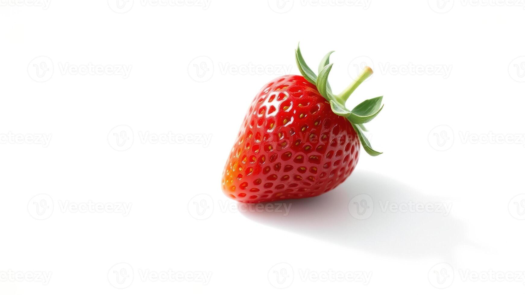 Single Fresh Red Strawberry Isolated on White Background photo