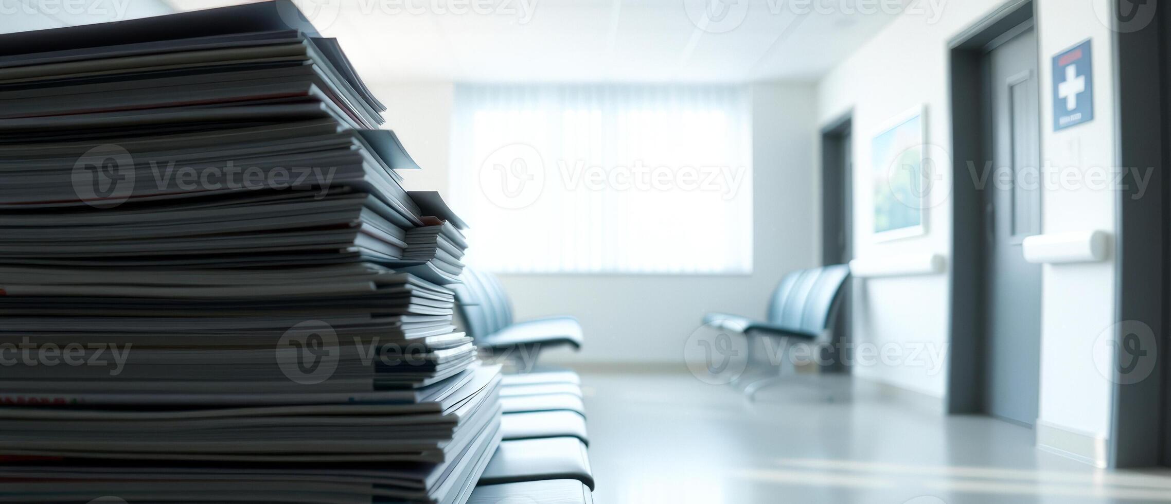 Stack of Documents in a Waiting Room photo