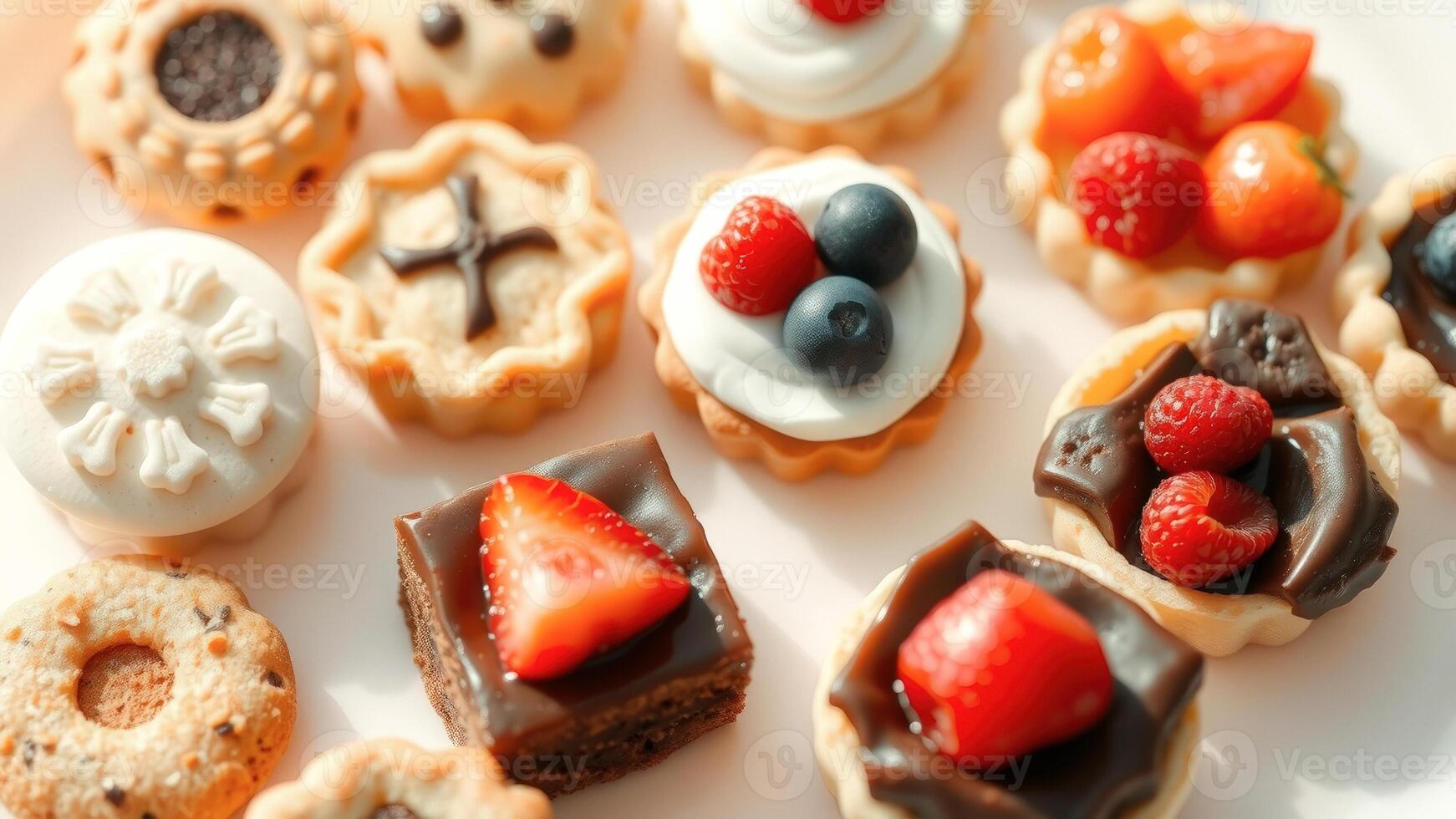 Assorted Mini Desserts on White Plate photo