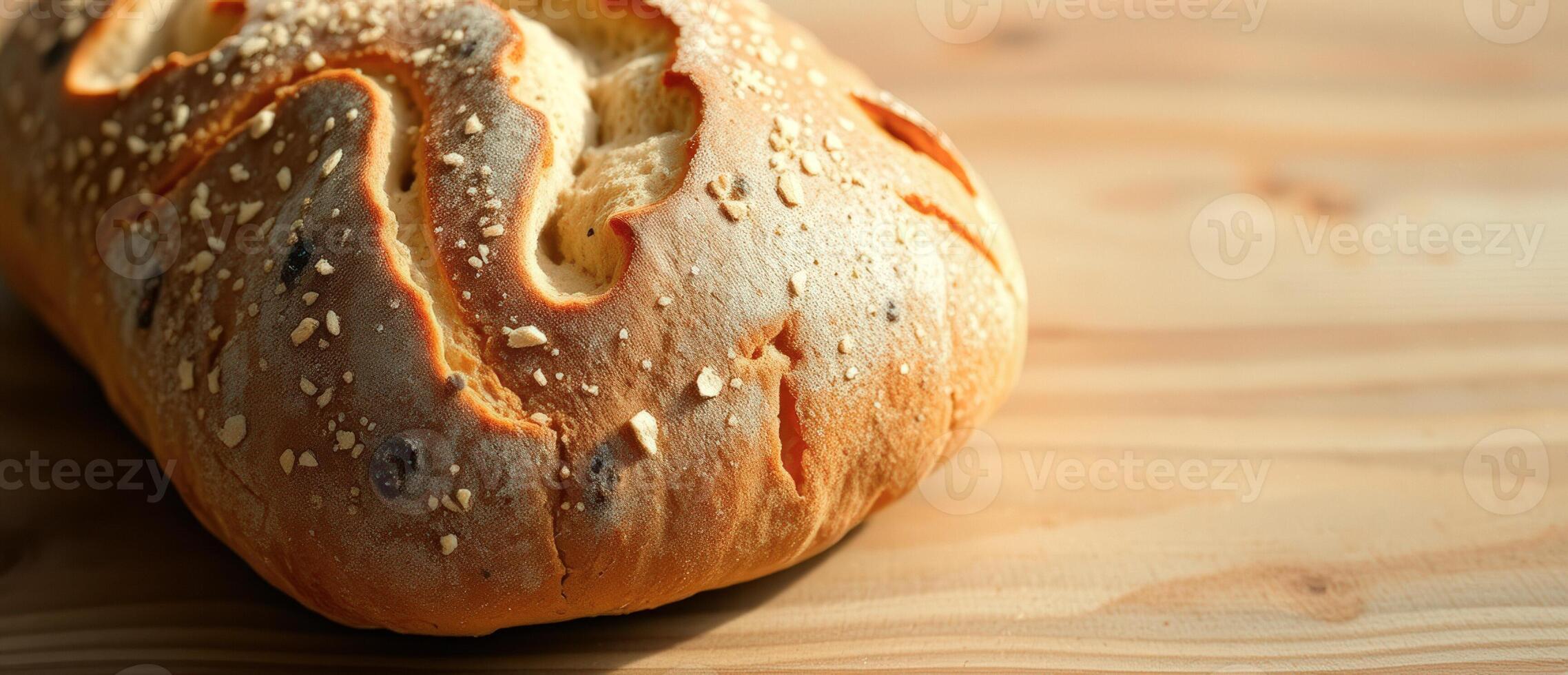 Close-up of a loaf of bread with a rustic texture photo