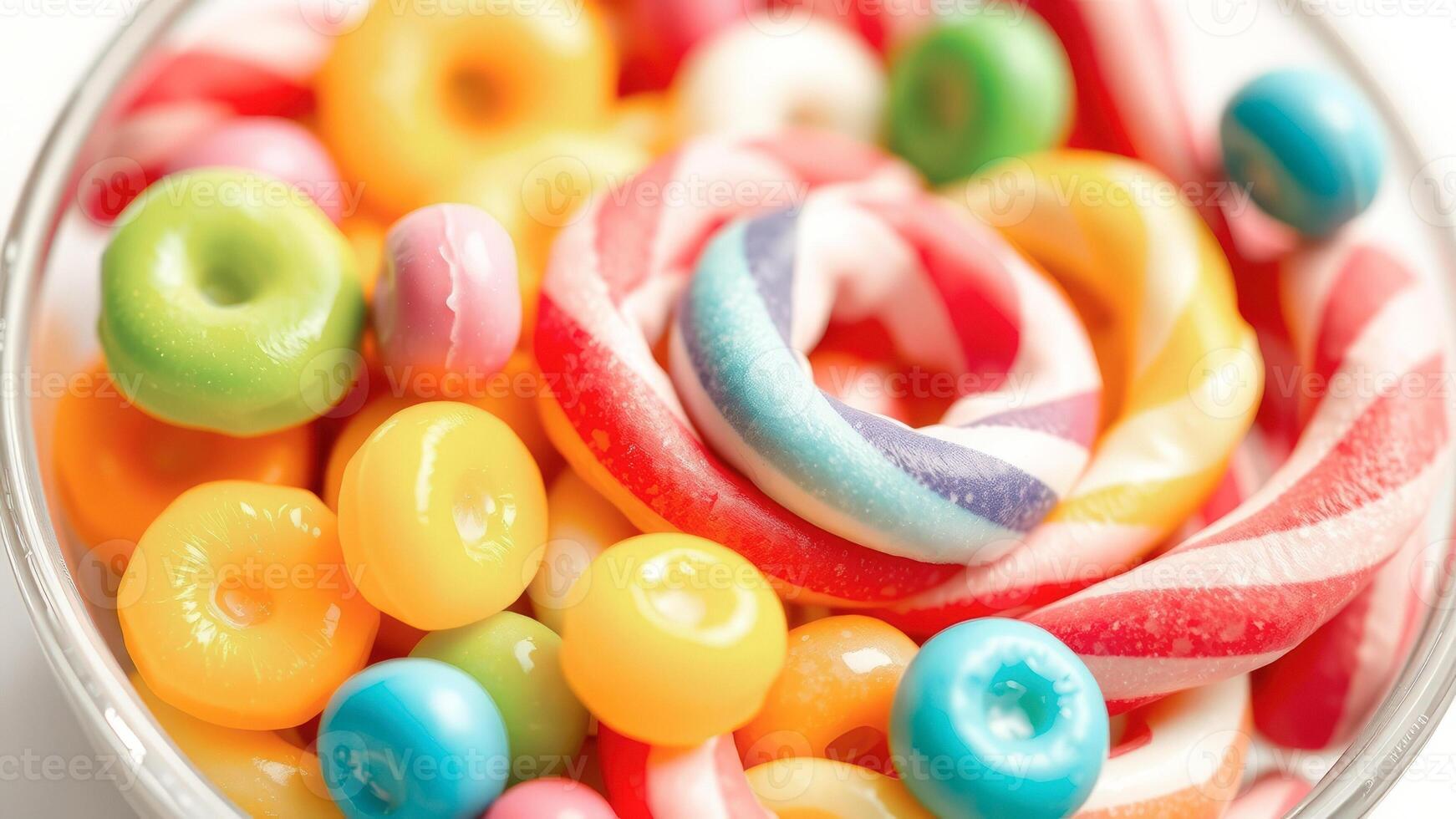 Colorful Candy in Glass Bowl photo