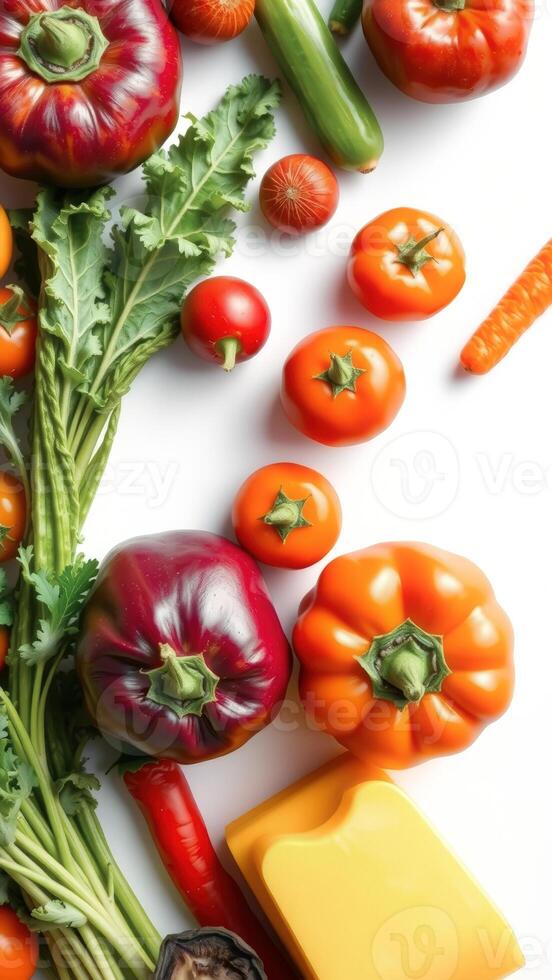 Fresh Vegetables and Herbs Isolated on White Background photo