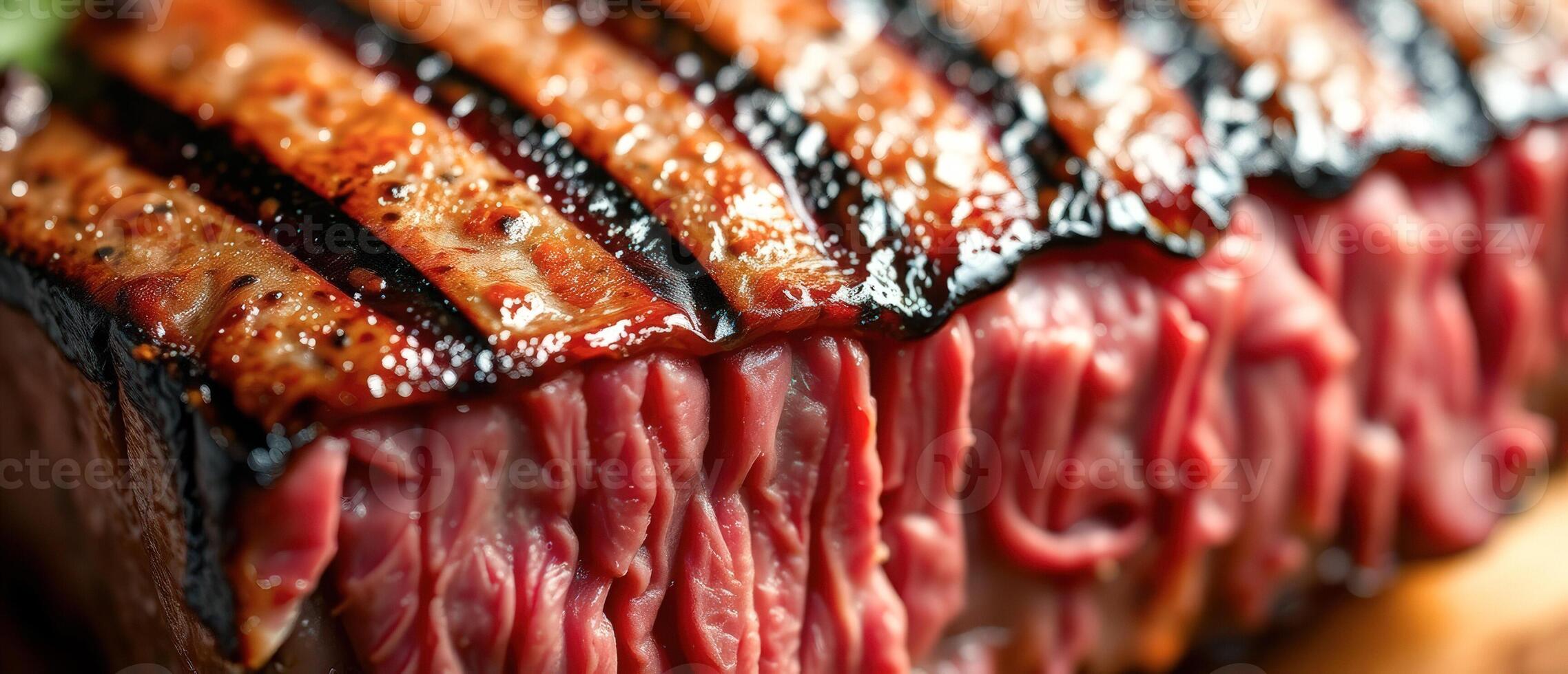 Close-up of Grilled Steak with Shiny Glaze photo