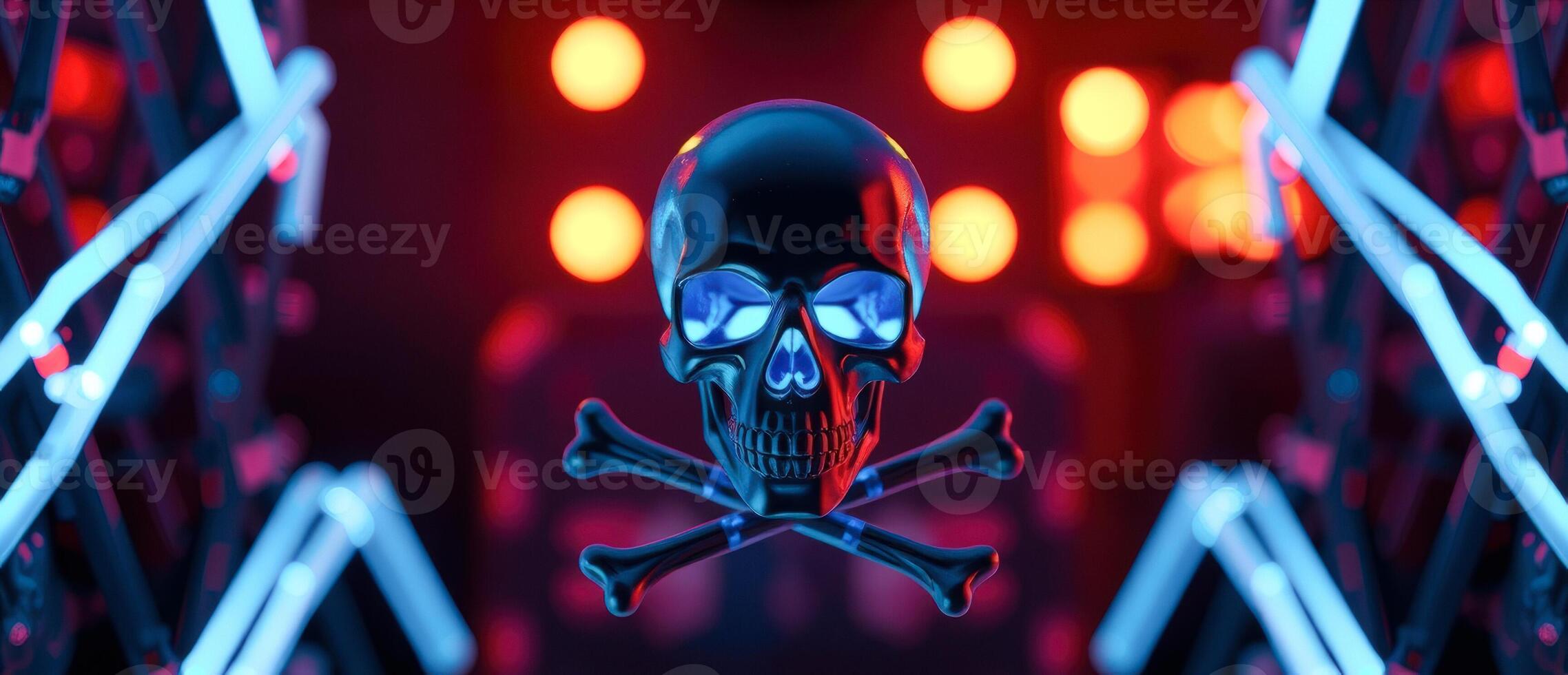 Skull and Crossbones in Neon Lights photo