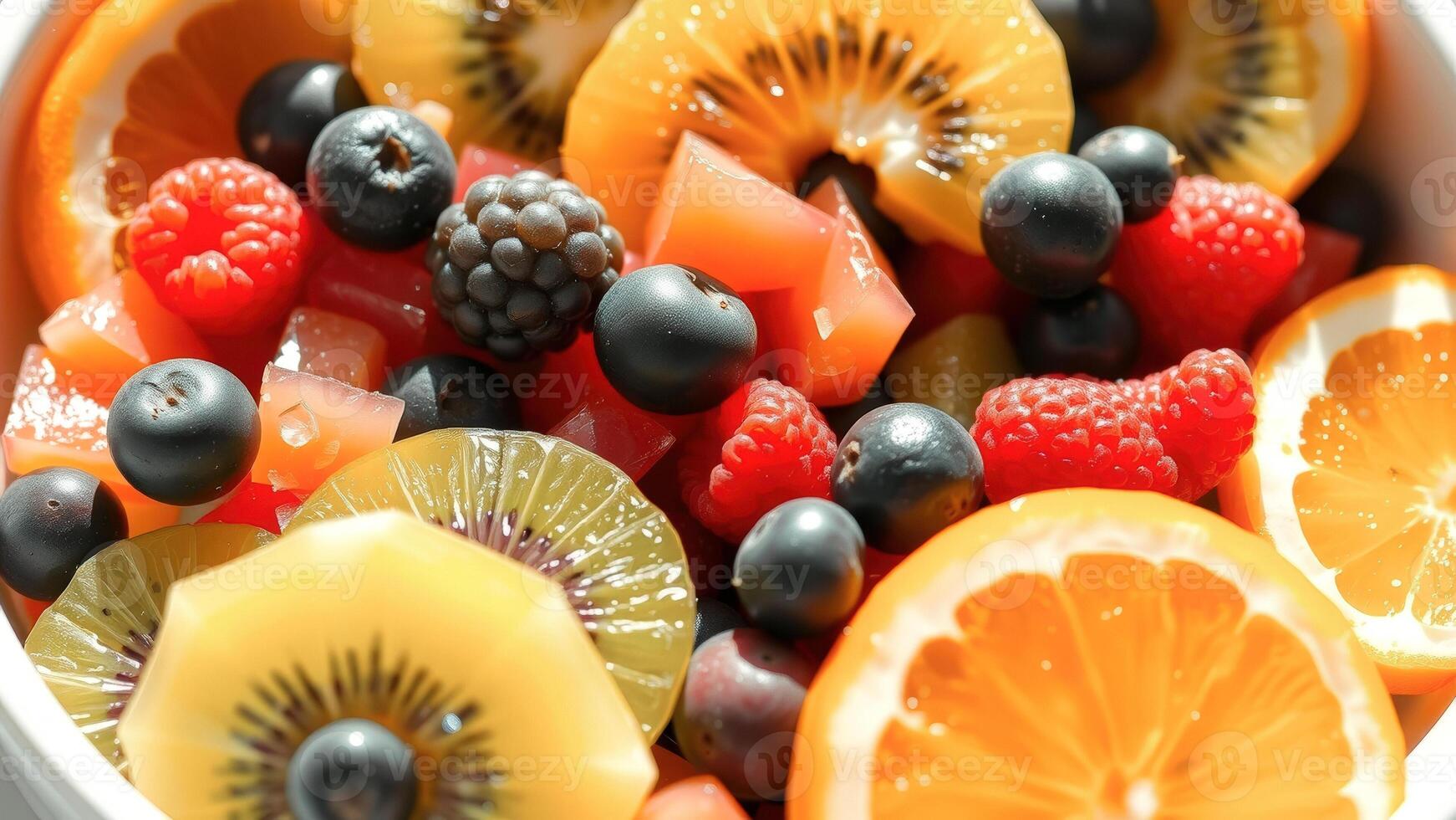 Close-up of a Colorful Fruit Salad photo