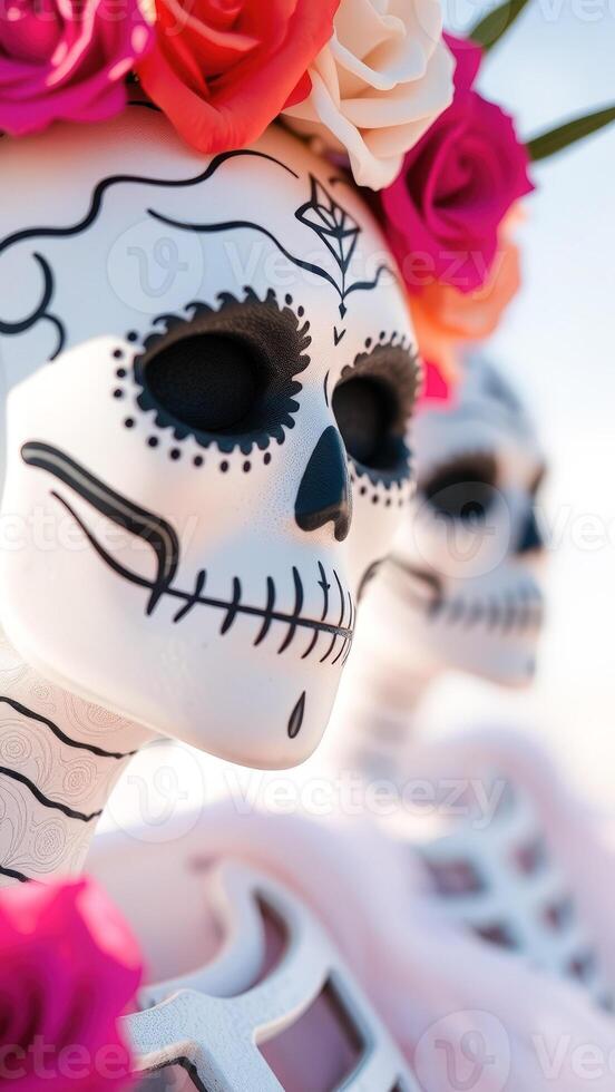 Sugar Skull with Floral Headband photo