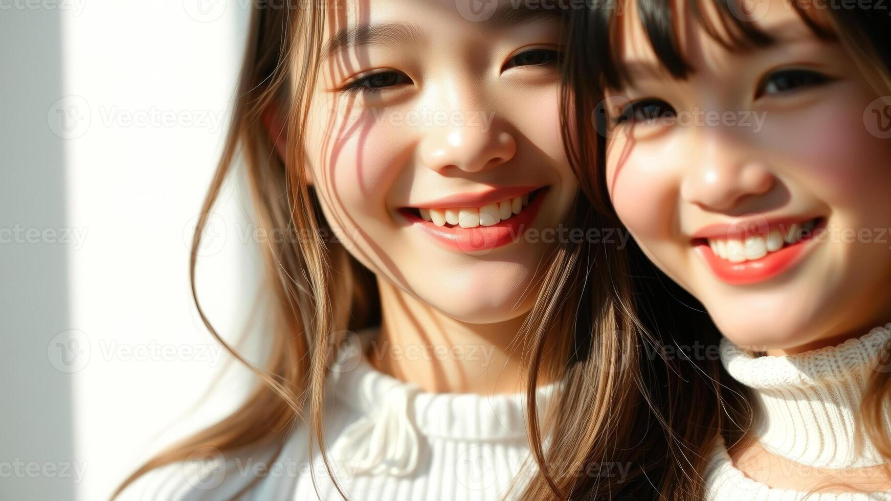 Two young women smiling and looking at the camera photo