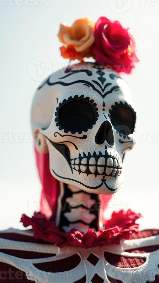 Sugar Skull Decorated With Roses photo