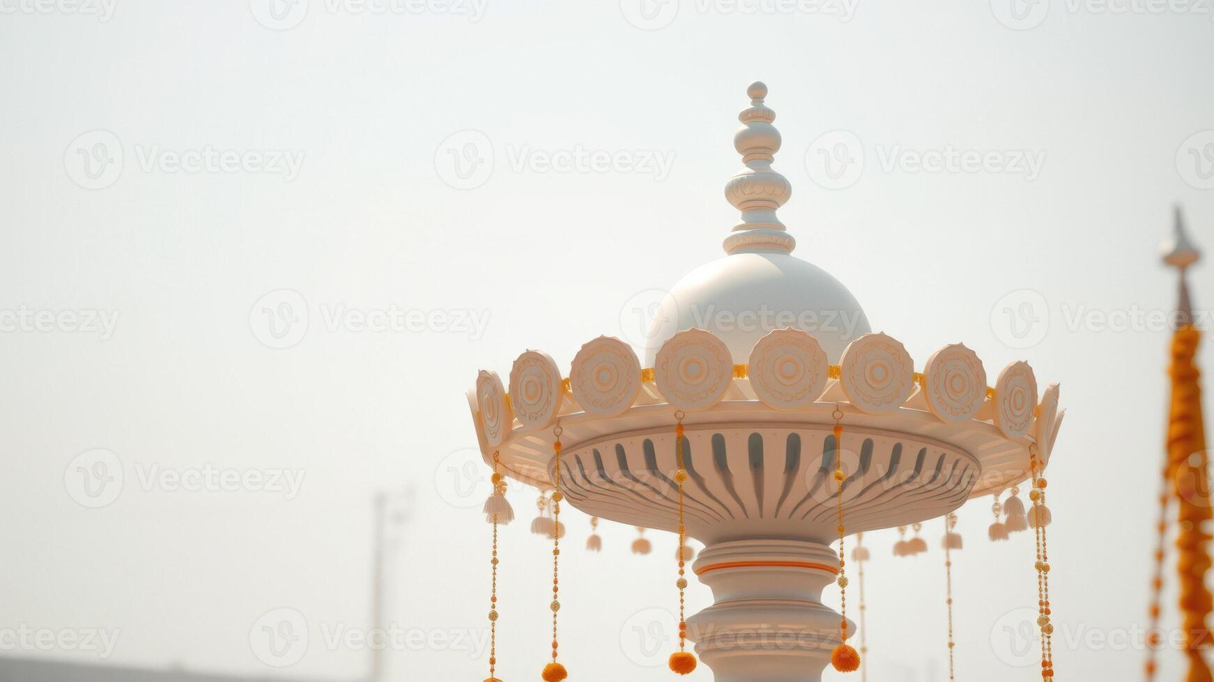 White ornate structure with golden embellishments photo