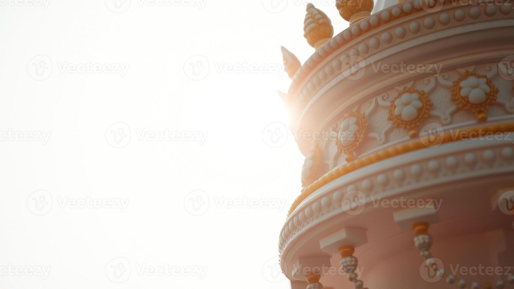 Golden Accents on a White Temple Roof photo