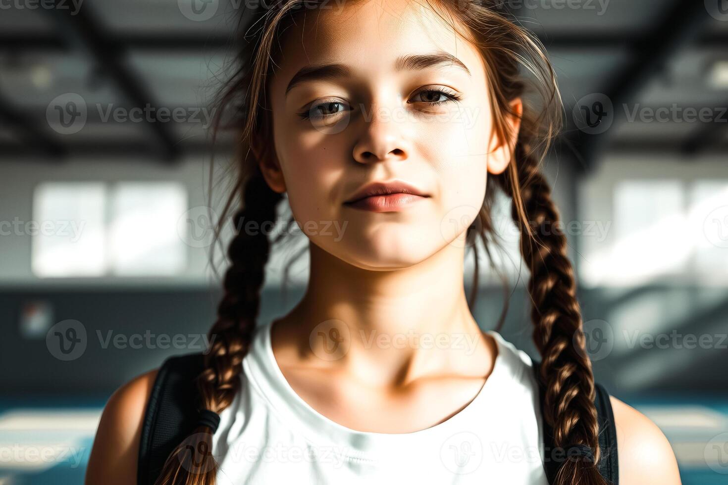 Portrait of a Young Girl with Braids photo