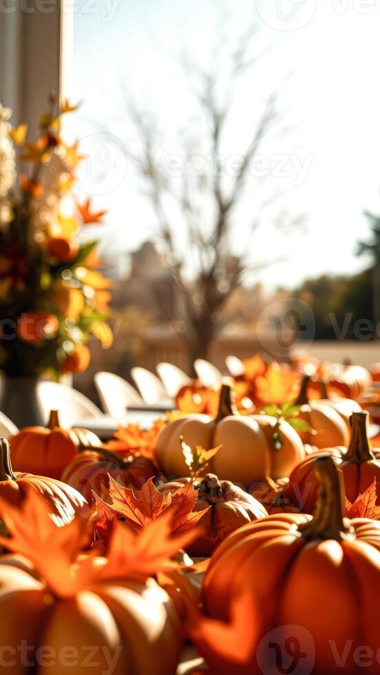 Pumpkins and Fall Leaves photo