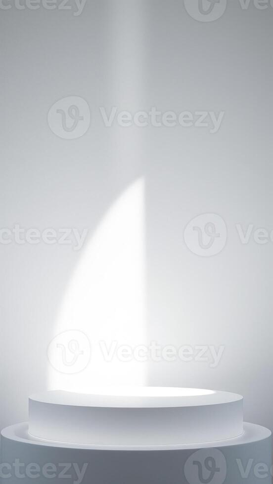 Minimalist White Podium with Light Beam photo