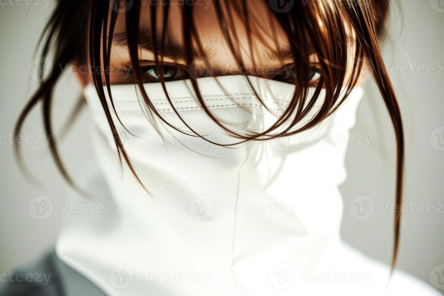 Woman Wearing a Face Mask, Close Up photo