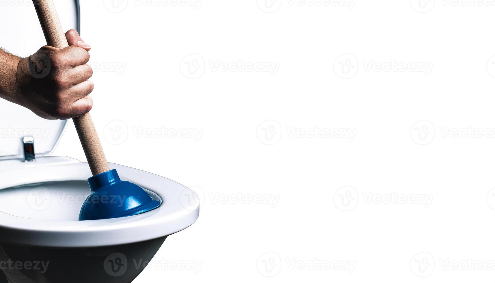 Plunger in toilet bowl photo