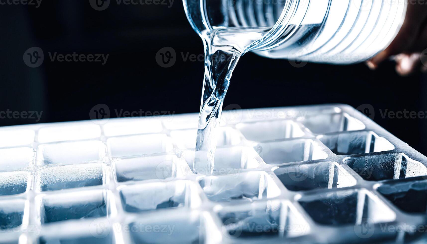 Pouring Water Into Ice Cube Tray photo