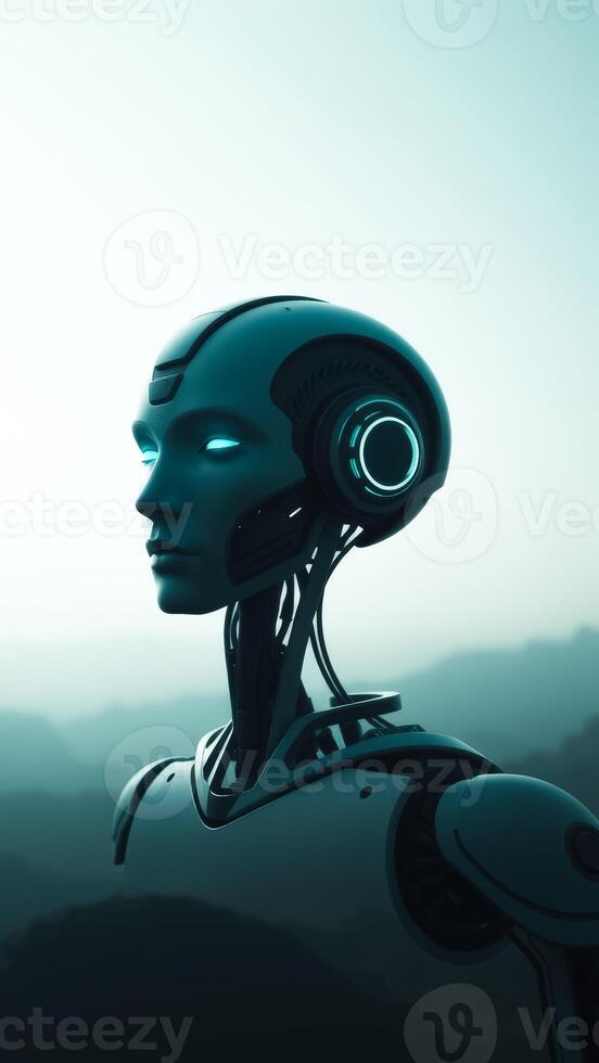 Futuristic Robot in a Mysterious Landscape photo