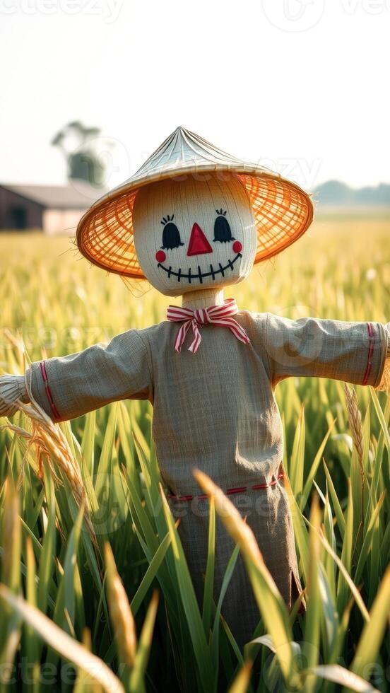 Scarecrow in a Rice Paddy Field photo