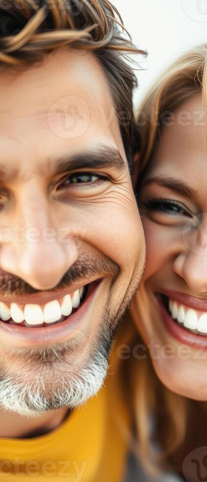 Close-up of a happy couple smiling together photo