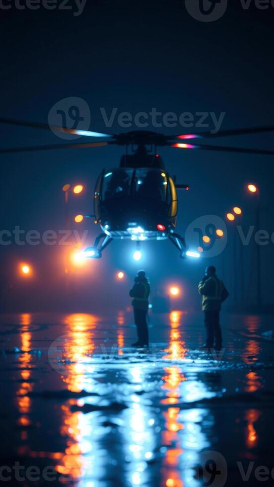 Helicopter Landing at Night photo