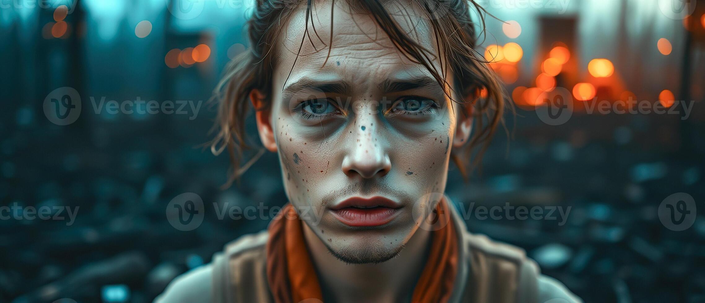 Portrait of a young man with a determined expression photo