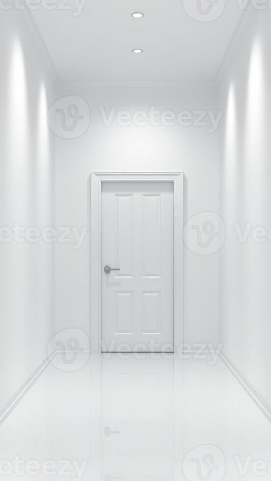 Minimalist White Corridor with Door photo