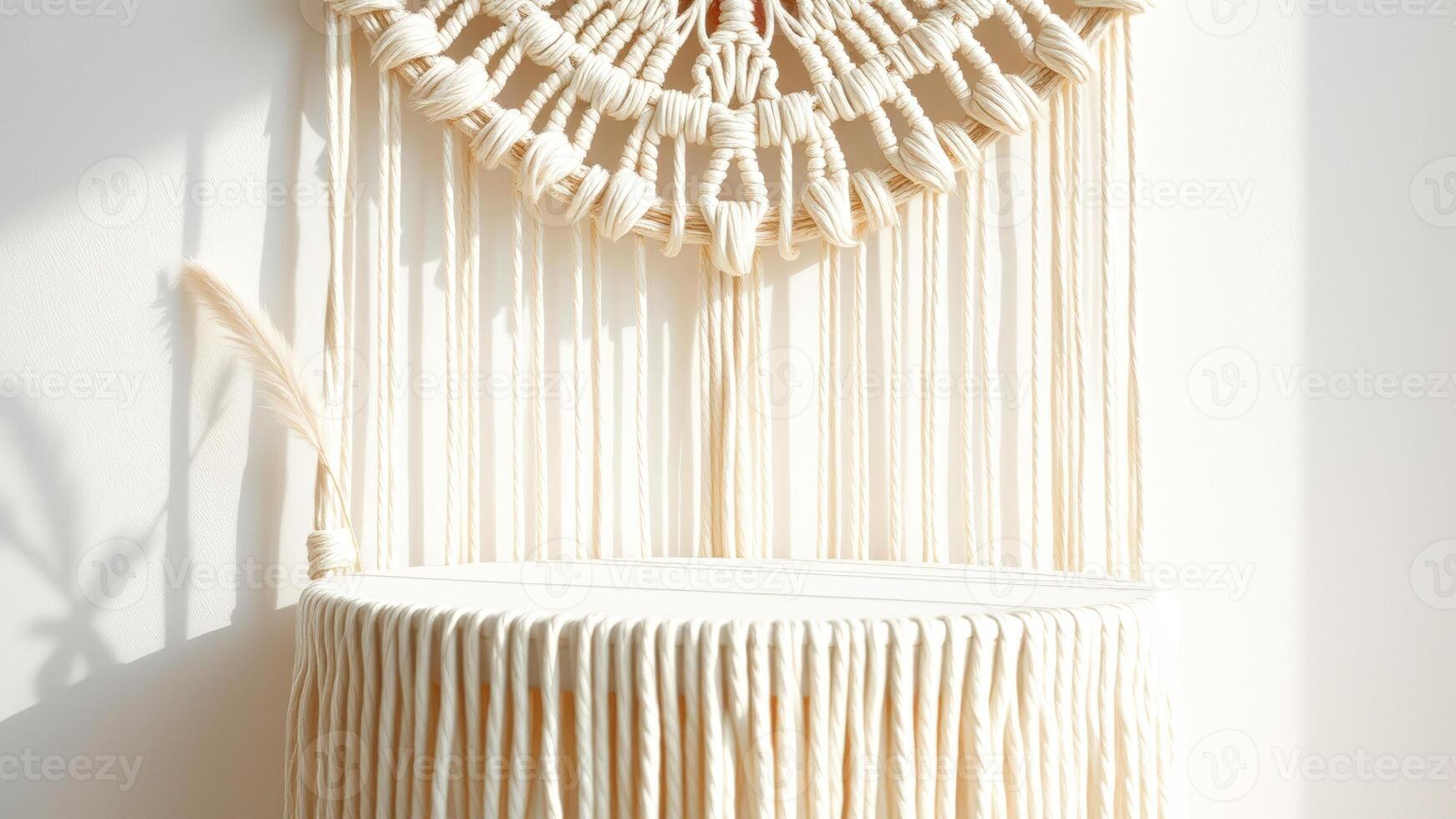 Minimalist Boho Macrame Wall Hanging With Shelf photo