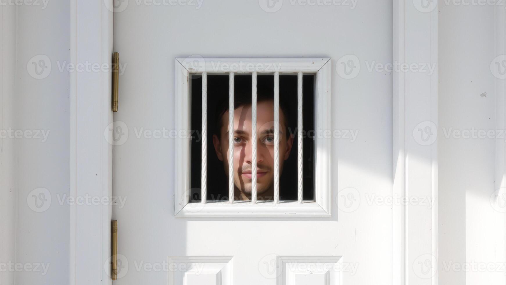 Man Looking Through Bars photo