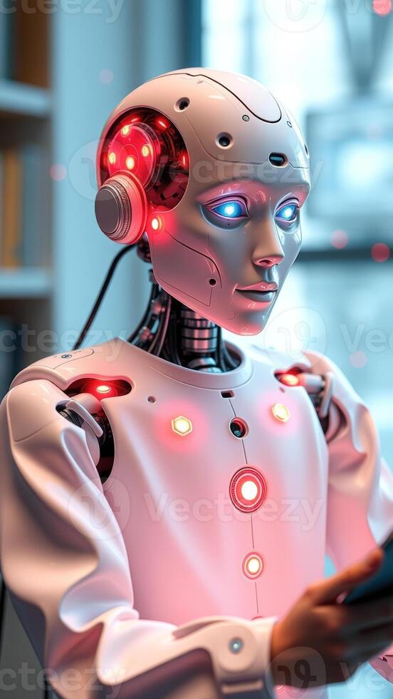 AI Robot with Glowing Lights photo
