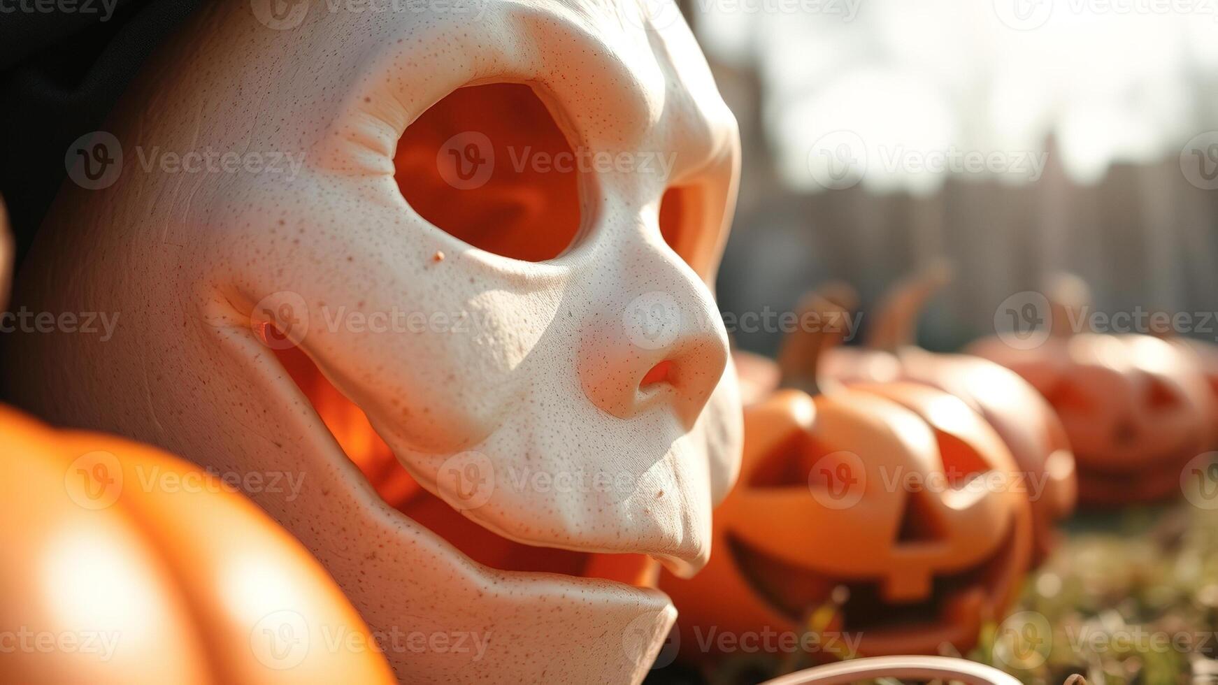 Closeup of a spooky Halloween mask photo