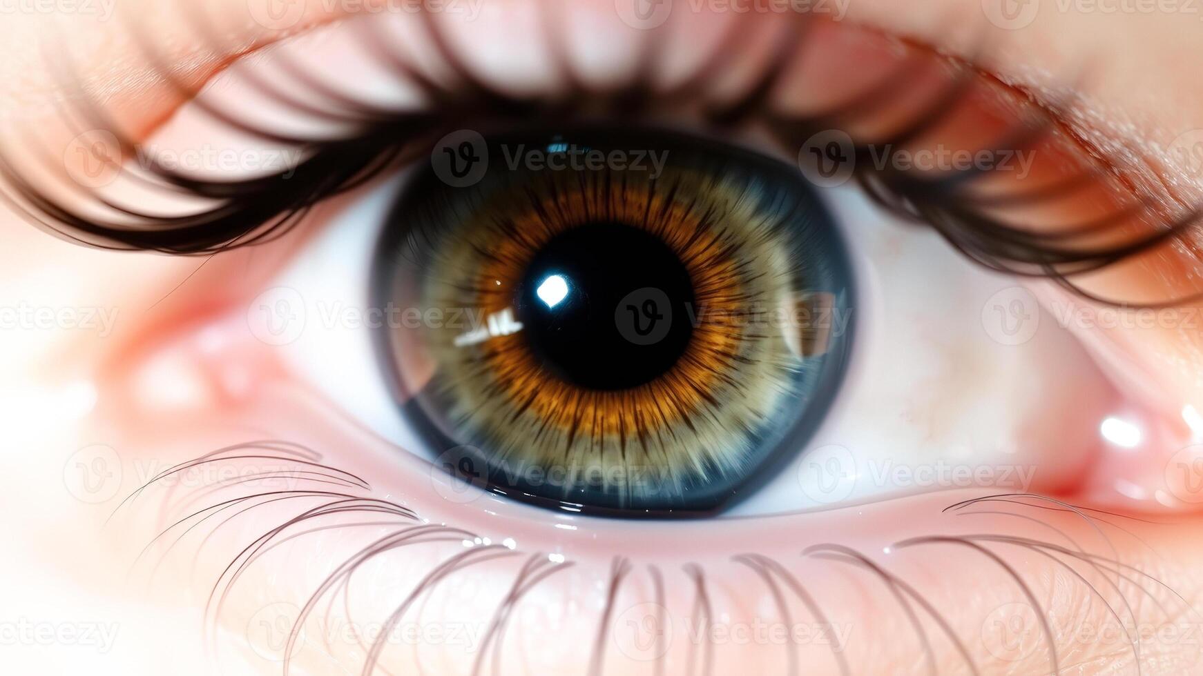 Close-up of a Human Eye with Brown Iris photo